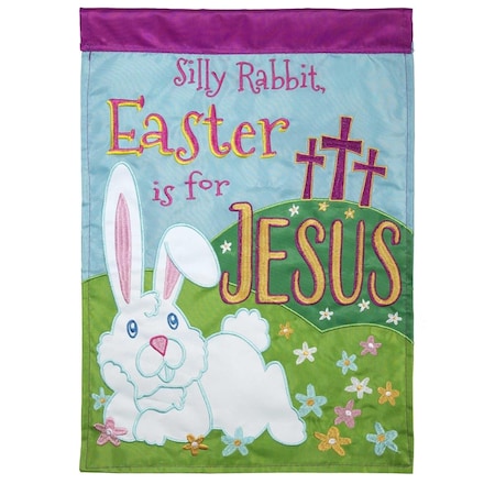 29 X 42 In Double Applique Silly Rabbit Polyester Garden Flag Large